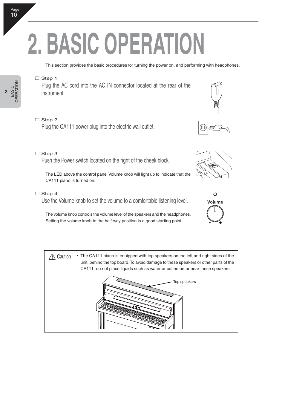 Basic operation | Kawai CA 111 User Manual | Page 10 / 50