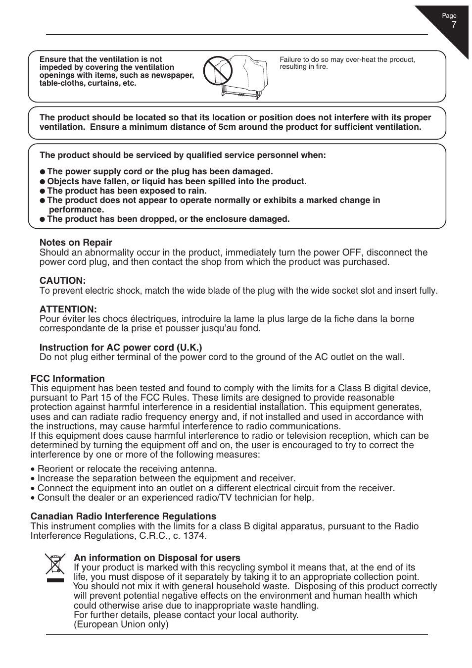 Kawai CA 111 User Manual | Page 7 / 50