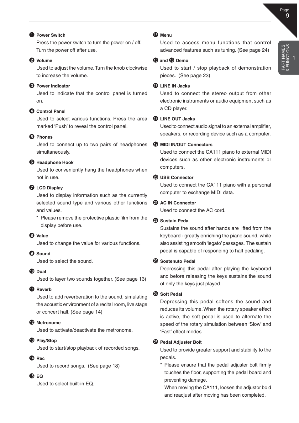 Kawai CA 111 User Manual | Page 9 / 50