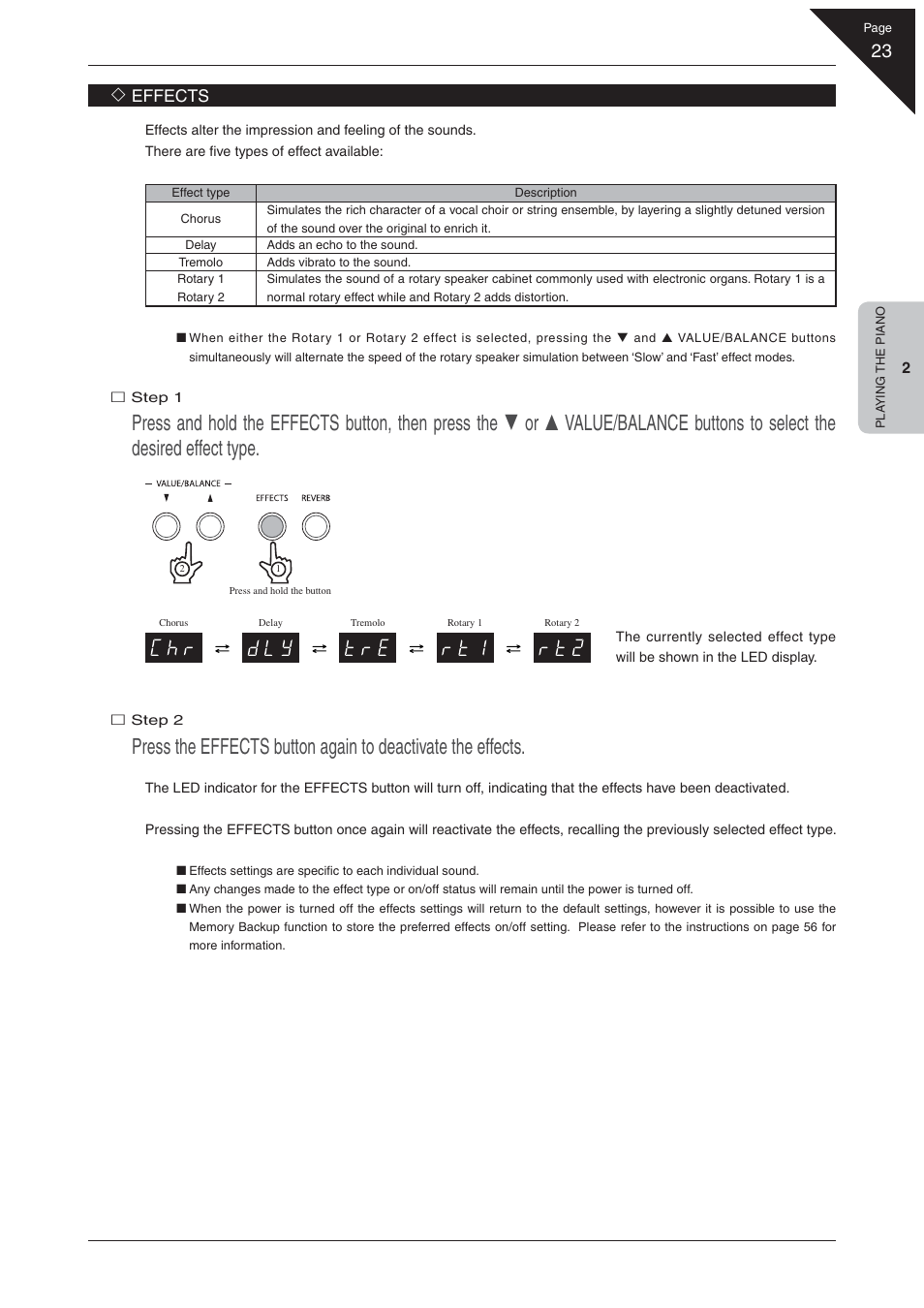 Effects | Kawai EP3 User Manual | Page 23 / 66