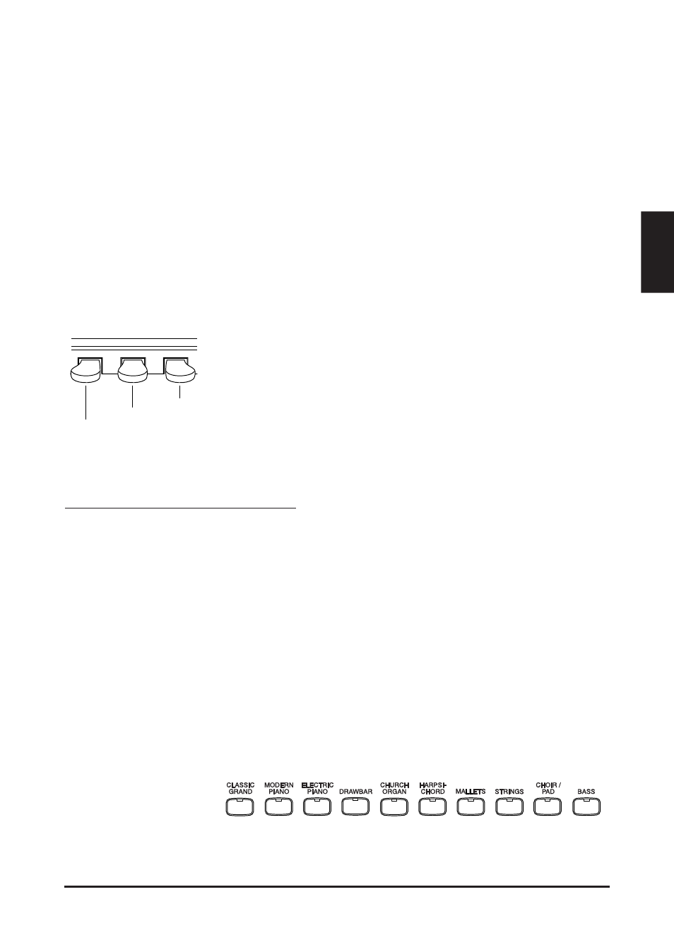 Using the pedals, Selecting another preset sound | Kawai CA1000 User Manual | Page 15 / 86