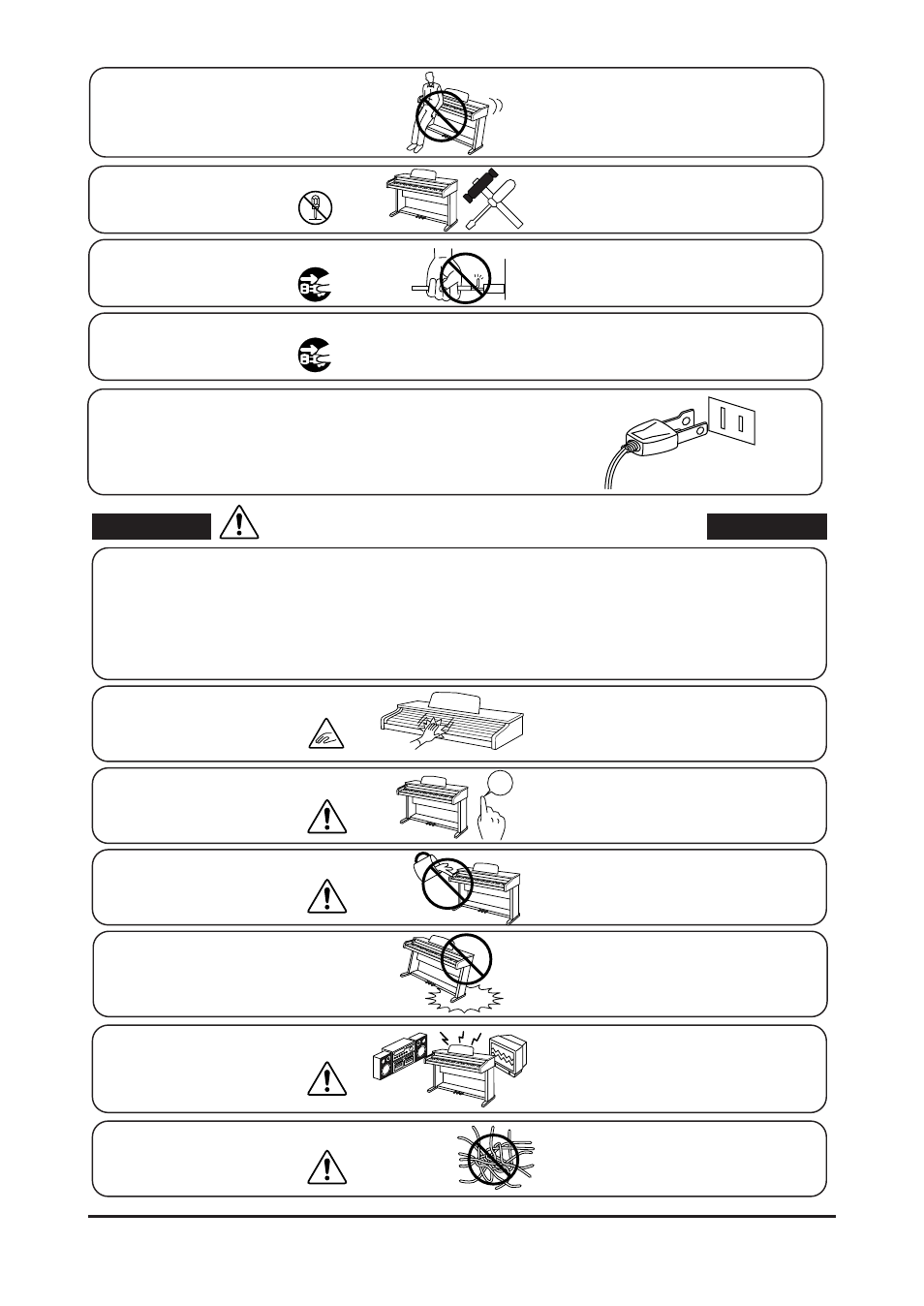 Caution | Kawai CA1000 User Manual | Page 3 / 86