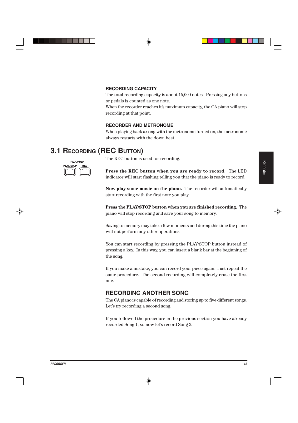 Rec b | Kawai CA-X User Manual | Page 17 / 52