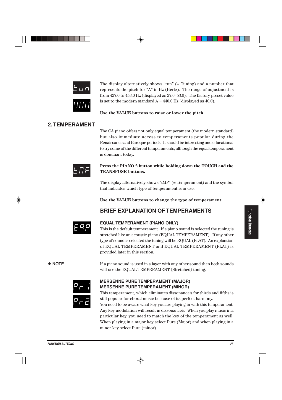 Temperament, Brief explanation of temperaments | Kawai CA-X User Manual | Page 29 / 52