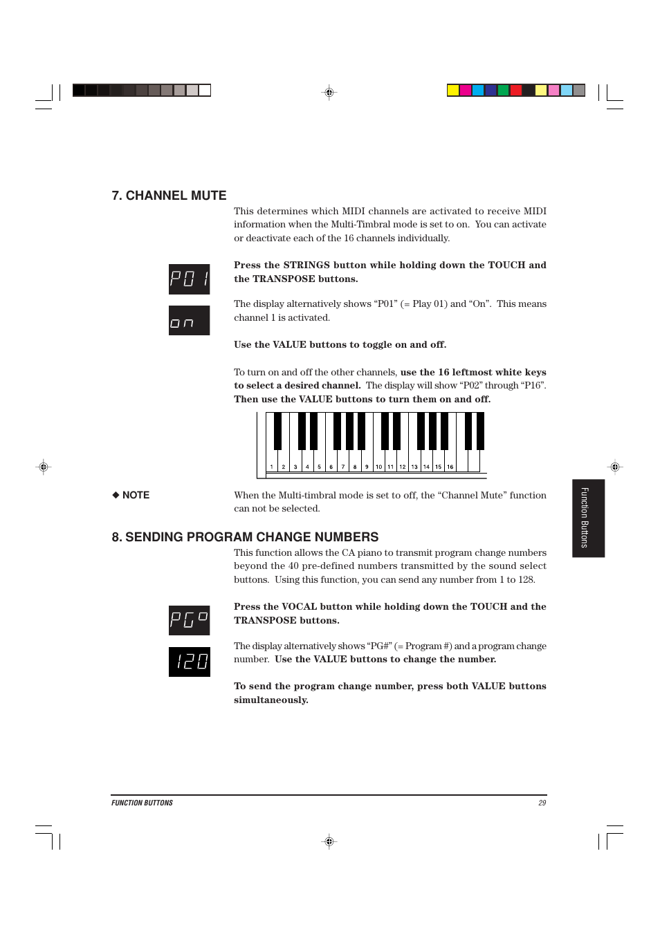 Channel mute, Sending program change numbers | Kawai CA-X User Manual | Page 33 / 52