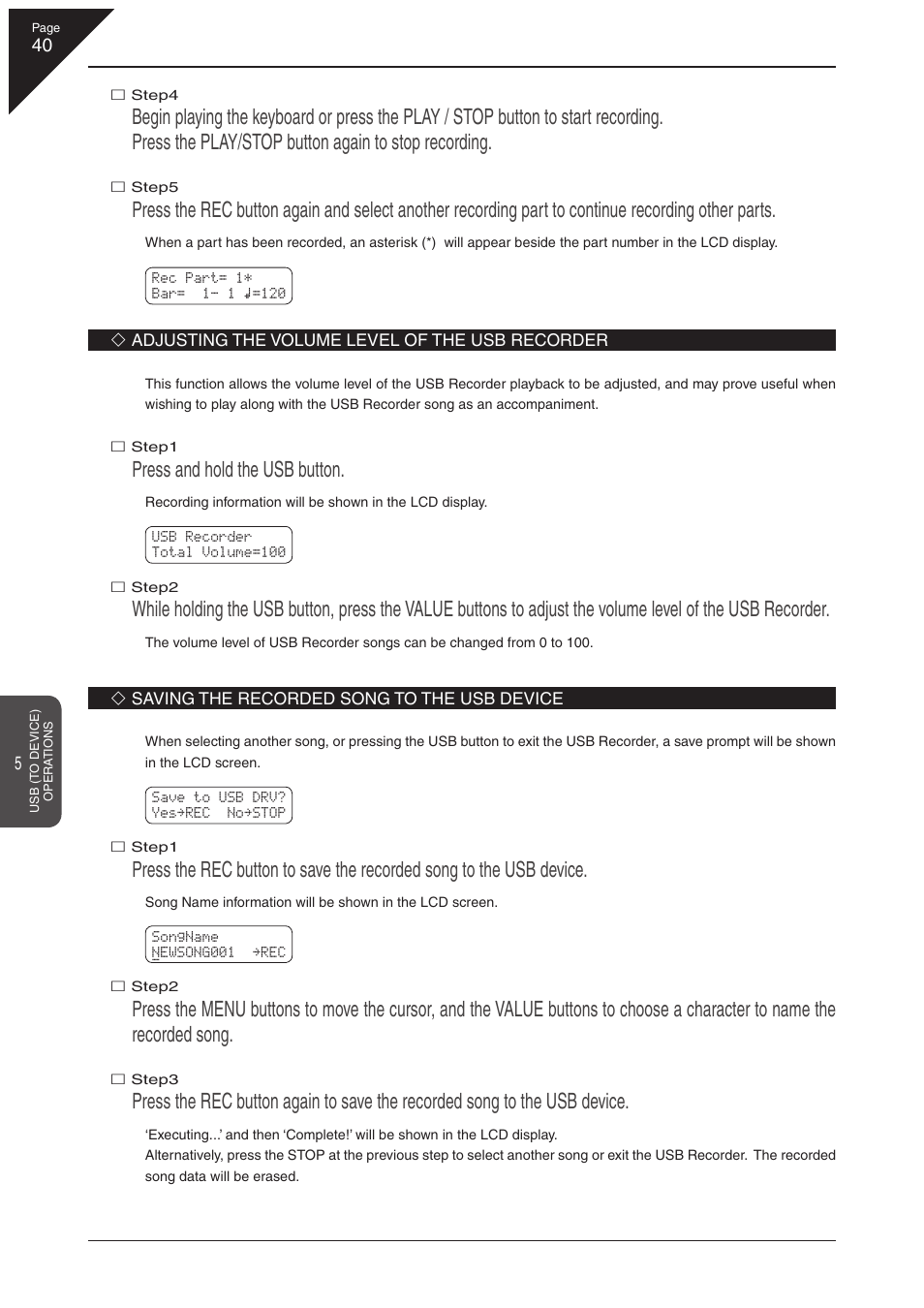 Press and hold the usb button | Kawai CN41 User Manual | Page 40 / 80