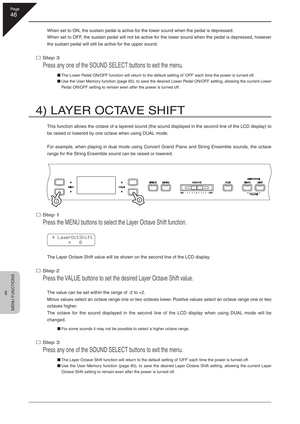 4) layer octave shift | Kawai CN41 User Manual | Page 46 / 80