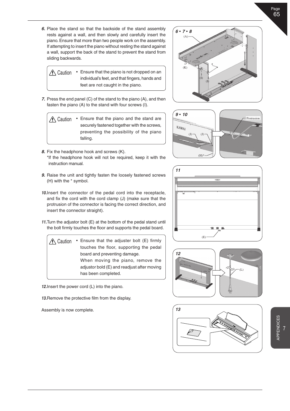 Caution | Kawai CN41 User Manual | Page 65 / 80