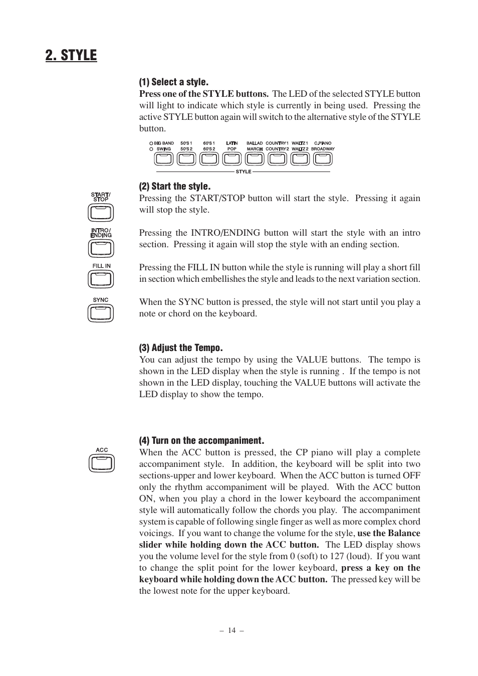 Style | Kawai CP67 User Manual | Page 14 / 36