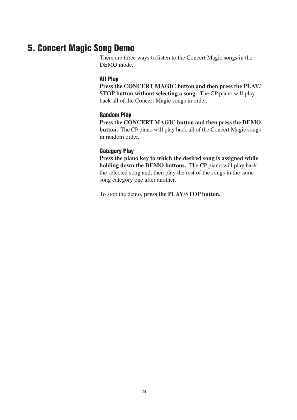 Concert magic song demo | Kawai CP67 User Manual | Page 24 / 36