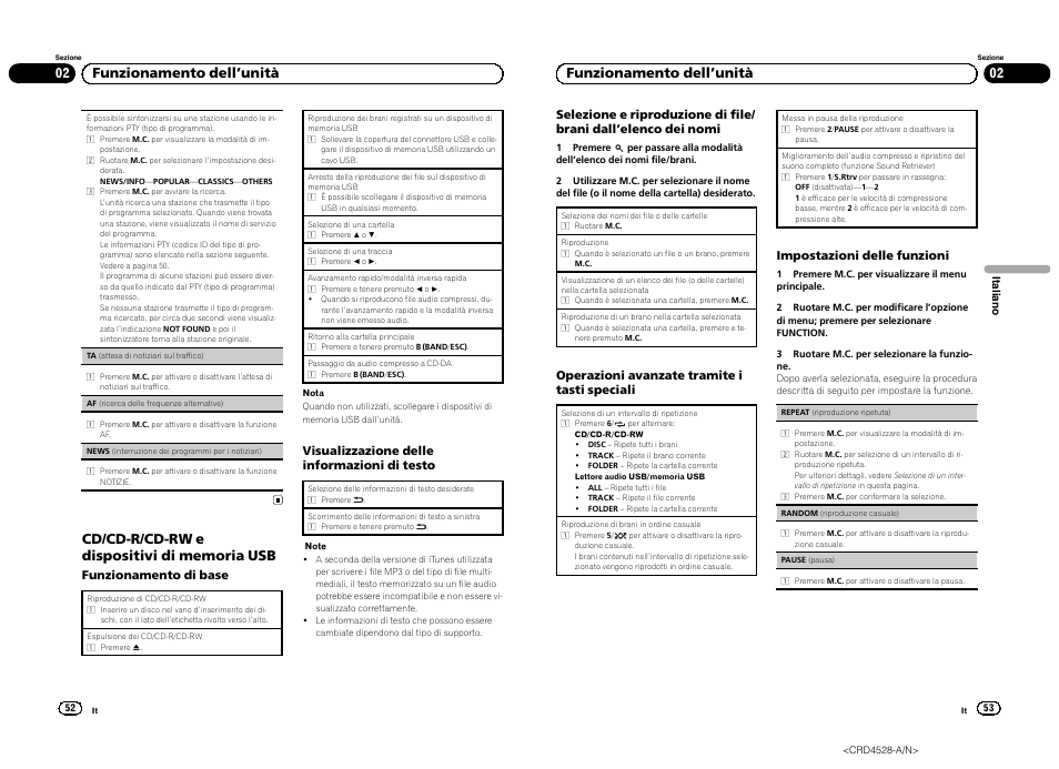 02 funzionamento dell ’unità | Pioneer DEH-2300UB User Manual | Page 27 / 84