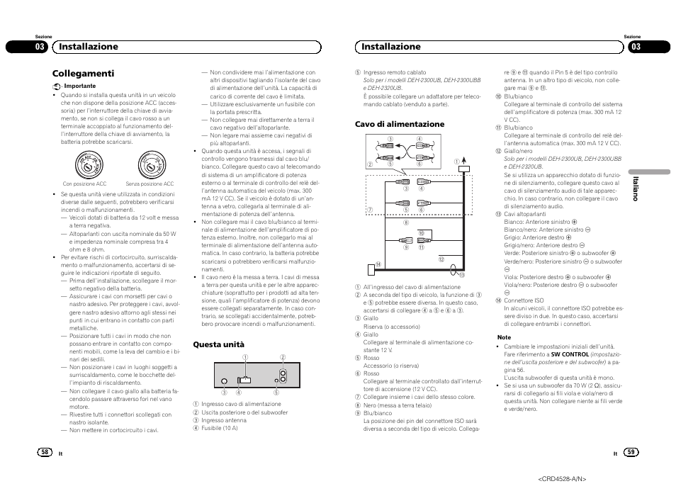 Collegamenti, 03 installazione | Pioneer DEH-2300UB User Manual | Page 30 / 84