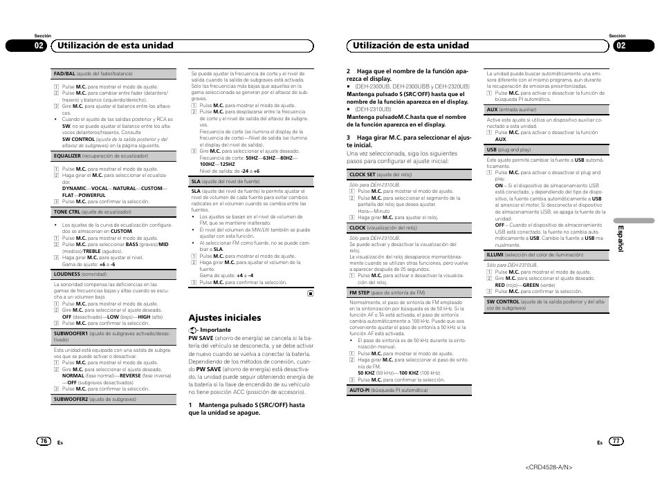 Ajustes iniciales, 02 utilización de esta unidad | Pioneer DEH-2300UB User Manual | Page 39 / 84