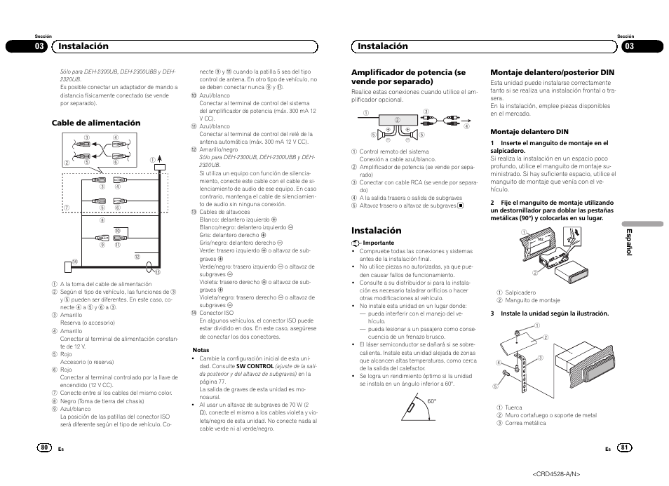 03 instalación, Instalación | Pioneer DEH-2300UB User Manual | Page 41 / 84