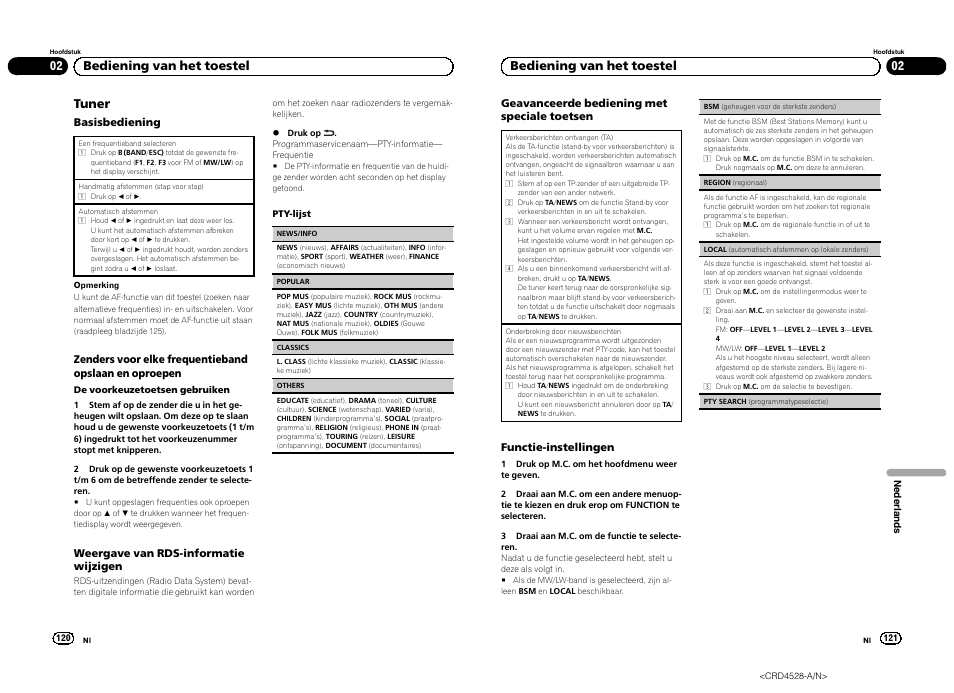 Tuner, 02 bediening van het toestel | Pioneer DEH-2300UB User Manual | Page 61 / 84