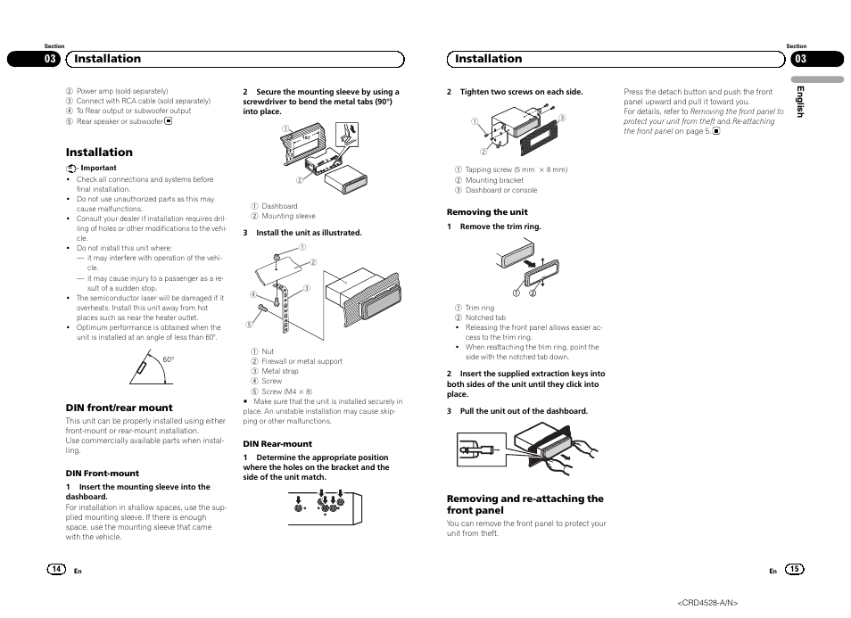 Installation, 03 installation | Pioneer DEH-2300UB User Manual | Page 8 / 84