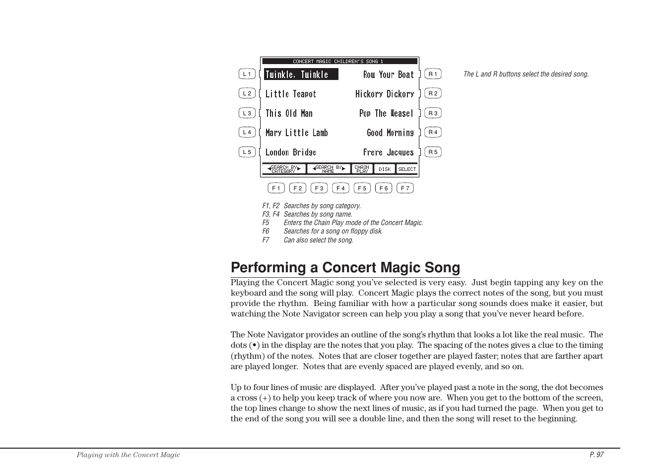 Performing a concert magic song | Kawai CP115 User Manual | Page 103 / 182