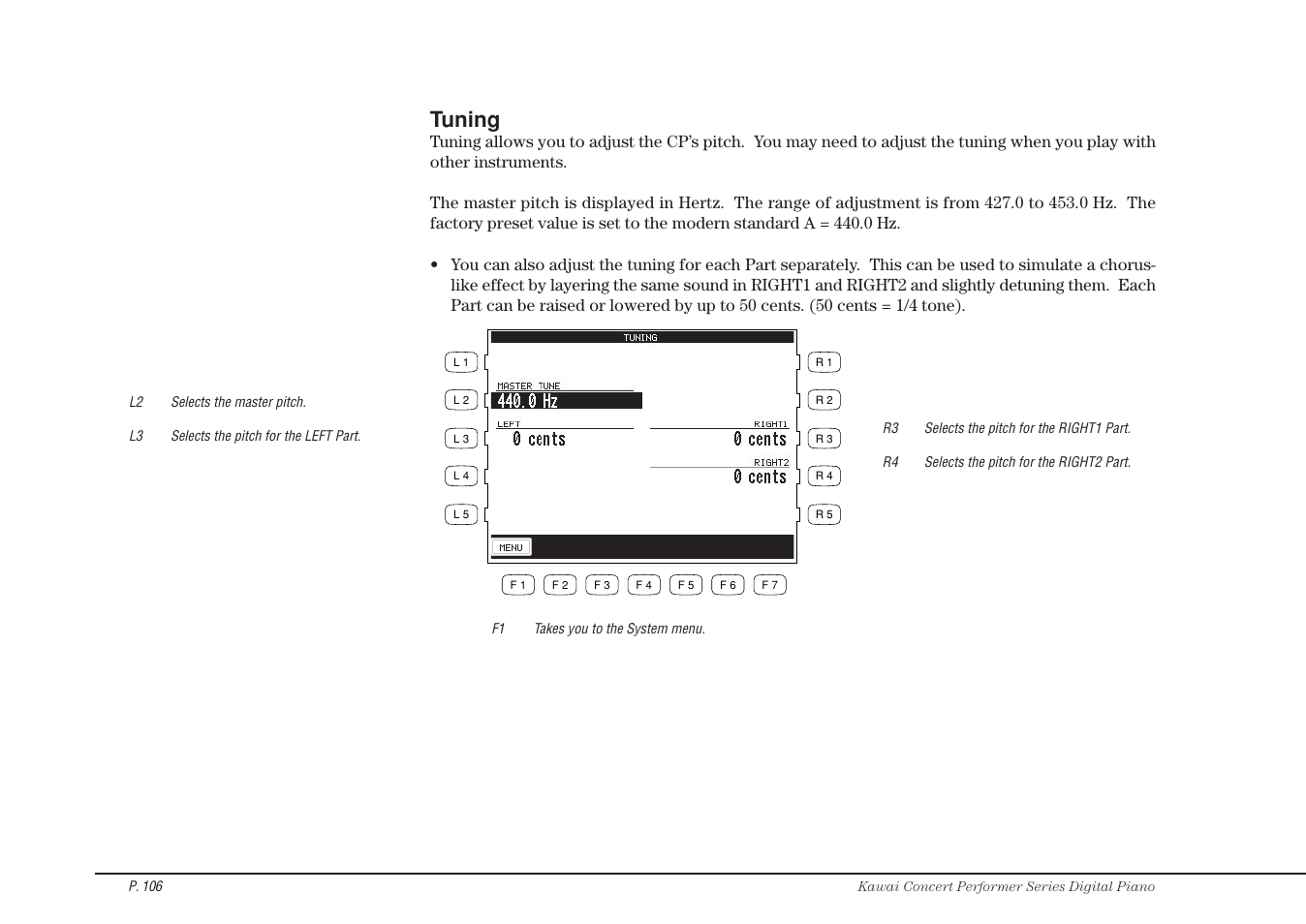 Tuning | Kawai CP115 User Manual | Page 112 / 182