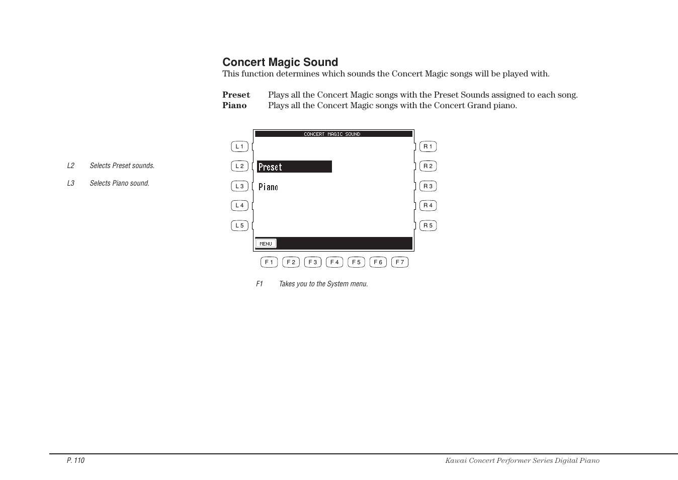 Concert magic sound | Kawai CP115 User Manual | Page 116 / 182