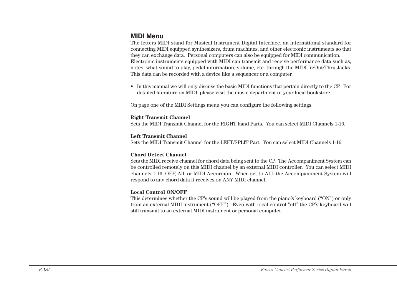 Kawai CP115 User Manual | Page 126 / 182