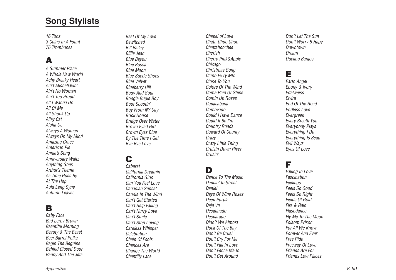 Song stylists | Kawai CP115 User Manual | Page 157 / 182