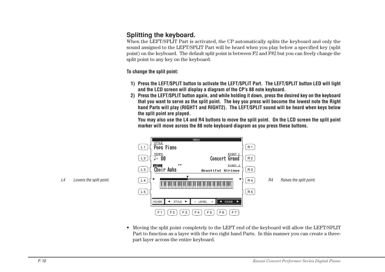 Splitting the keyboard | Kawai CP115 User Manual | Page 16 / 182