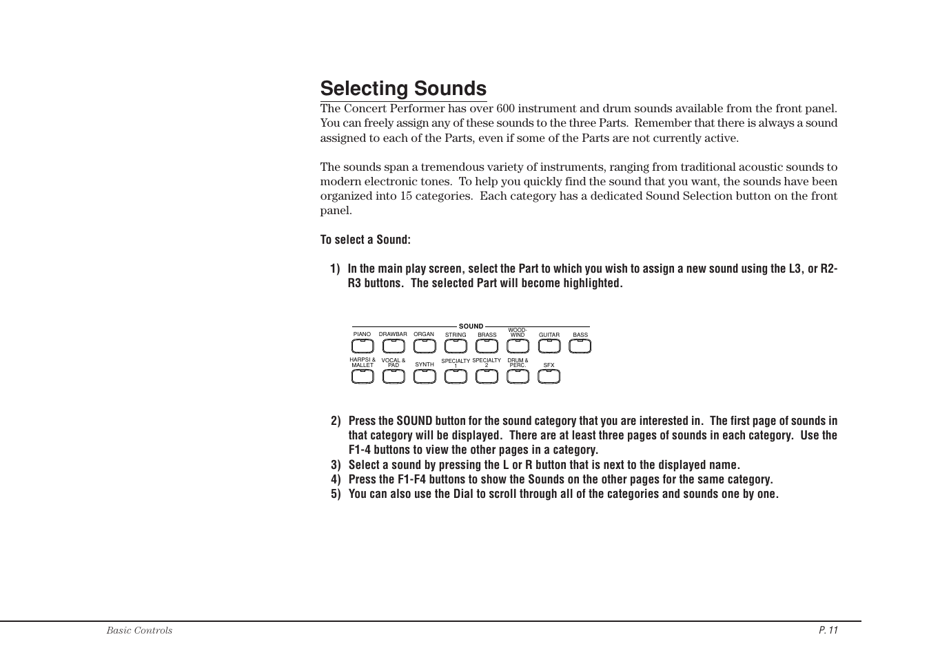 Selecting sounds | Kawai CP115 User Manual | Page 17 / 182