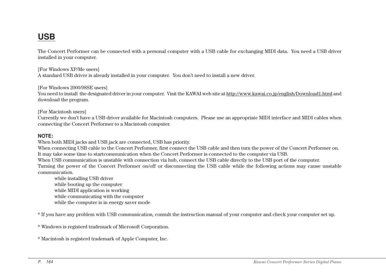 Kawai CP115 User Manual | Page 170 / 182