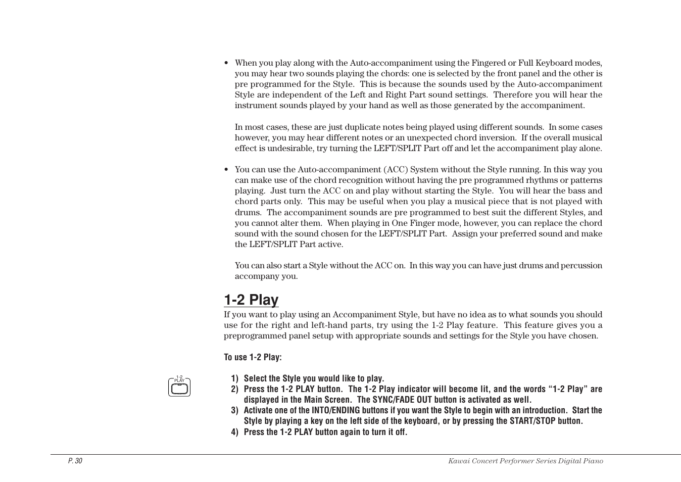 2 play | Kawai CP115 User Manual | Page 36 / 182