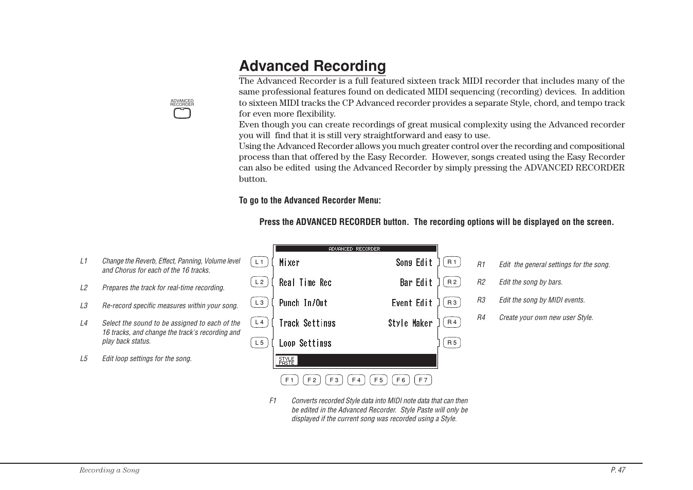 Advanced recording | Kawai CP115 User Manual | Page 53 / 182