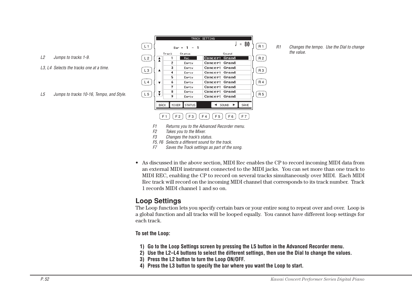 Loop settings | Kawai CP115 User Manual | Page 58 / 182