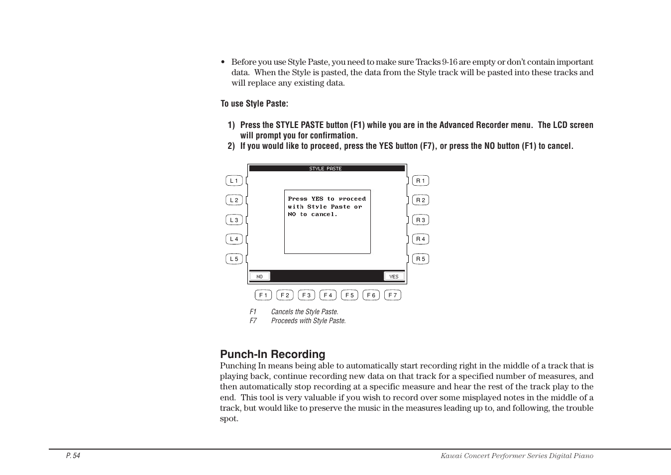 Punch-in recording | Kawai CP115 User Manual | Page 60 / 182