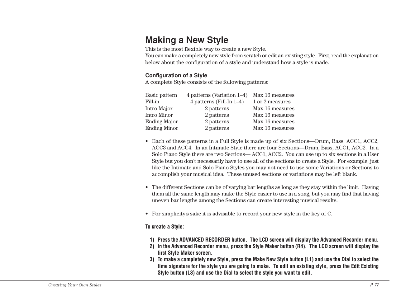 Making a new style | Kawai CP115 User Manual | Page 83 / 182