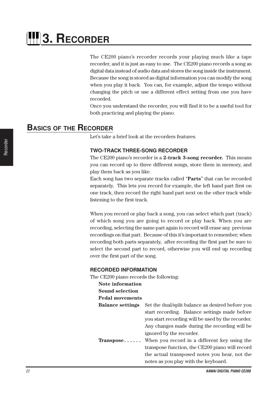 Ecorder | Kawai CE200 User Manual | Page 22 / 60