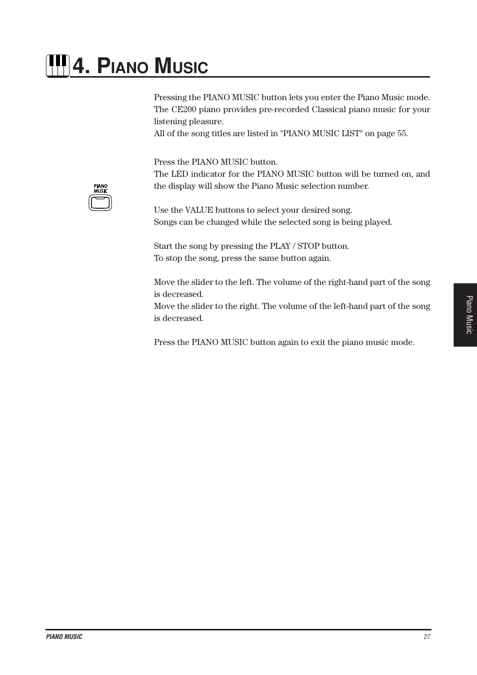 Iano, Usic | Kawai CE200 User Manual | Page 27 / 60