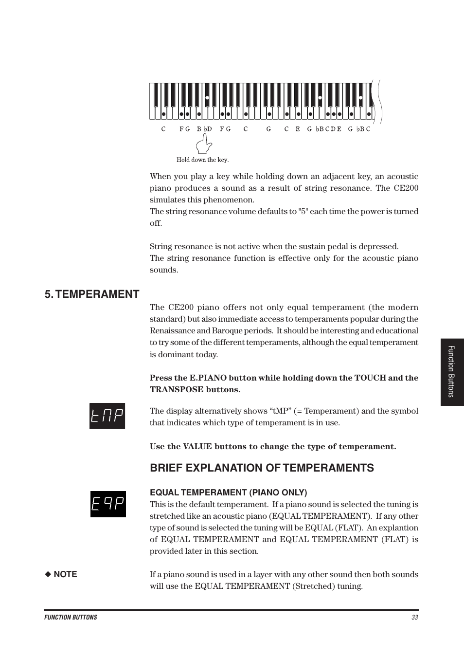 Temperament, Brief explanation of temperaments | Kawai CE200 User Manual | Page 33 / 60