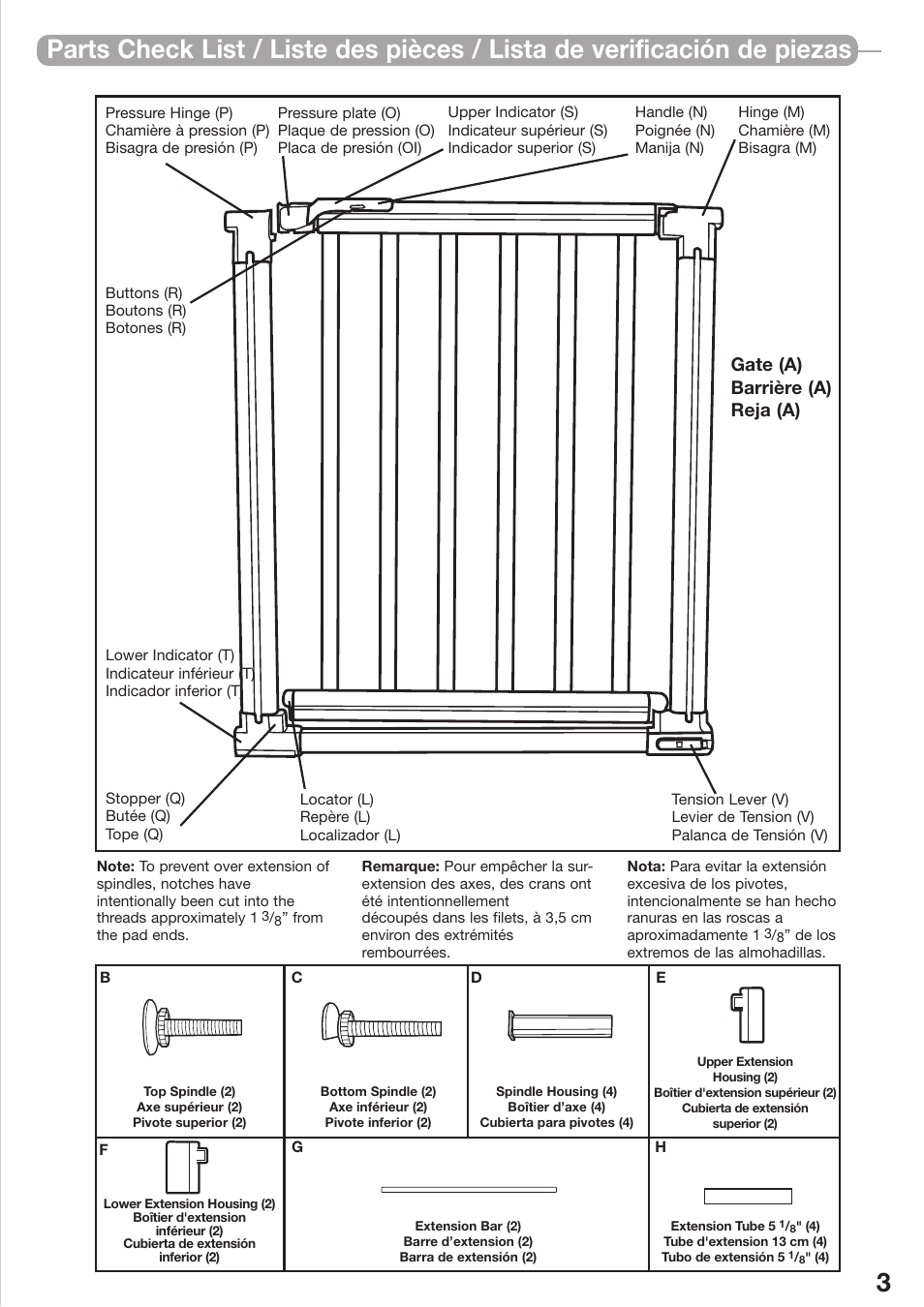 Gate (a) barrière (a) reja (a) | Kidco The Metro Gateway G170 User Manual | Page 3 / 22