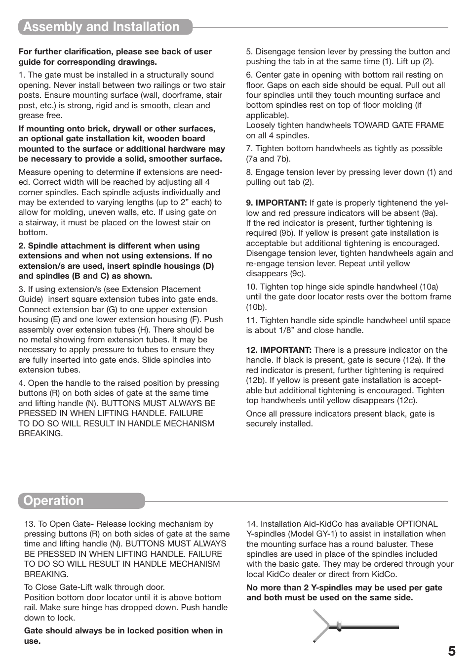 Assembly and installation operation | Kidco The Metro Gateway G170 User Manual | Page 5 / 22