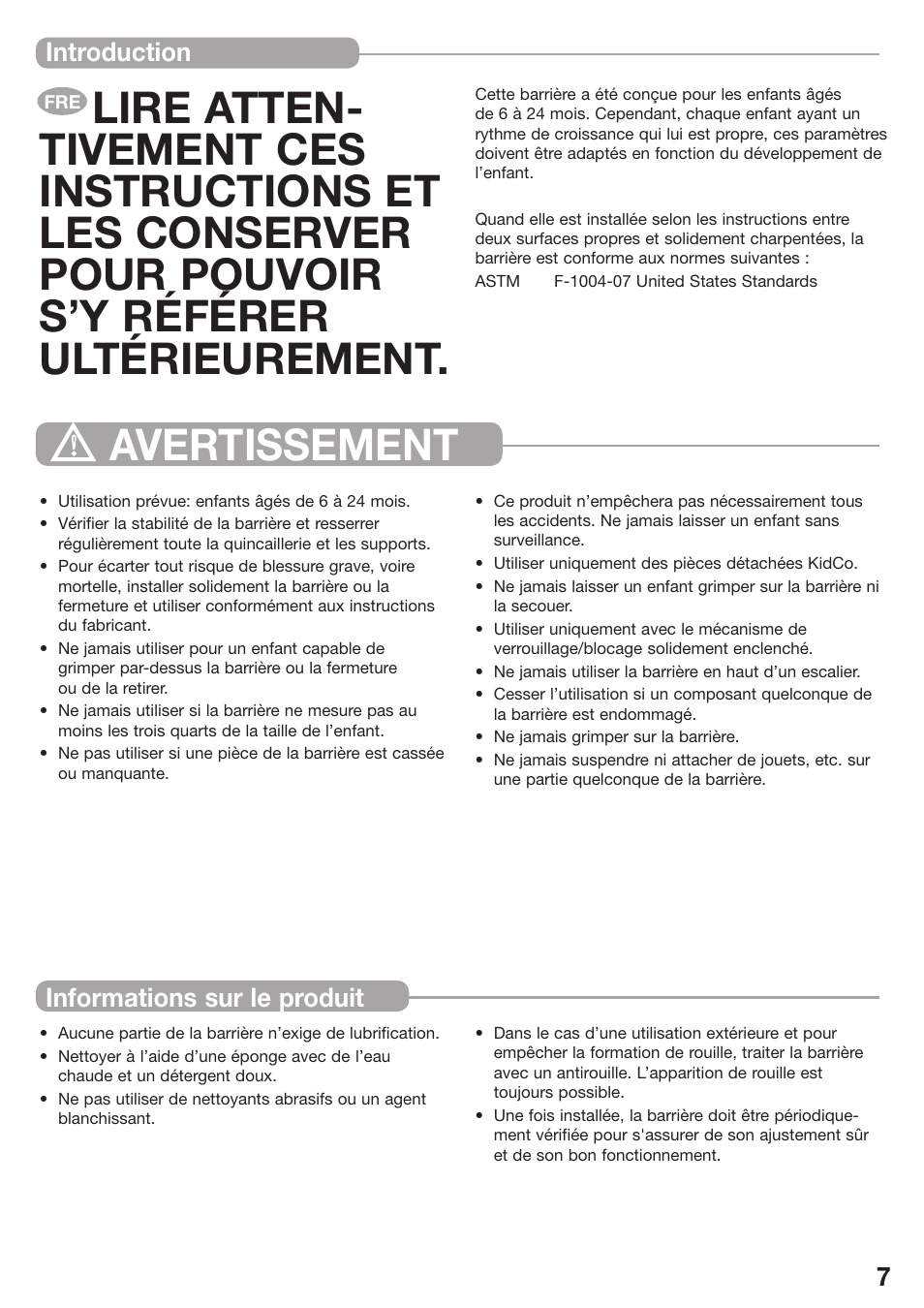 Introduction informations sur le produit | Kidco The Metro Gateway G170 User Manual | Page 7 / 22
