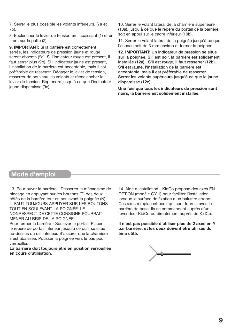 Mode d’emploi | Kidco The Metro Gateway G170 User Manual | Page 9 / 22