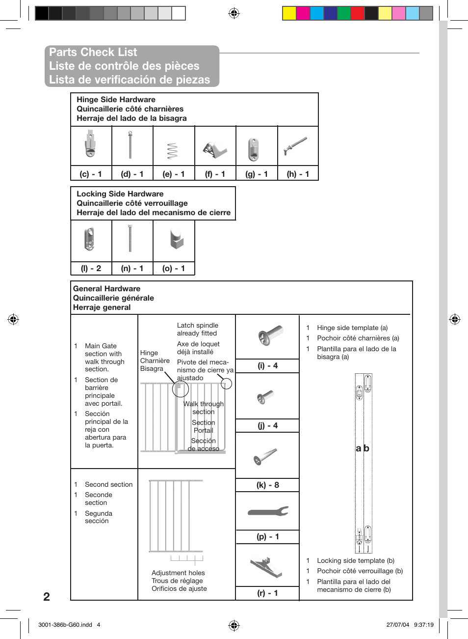 Index | Kidco G60c User Manual | Page 2 / 18