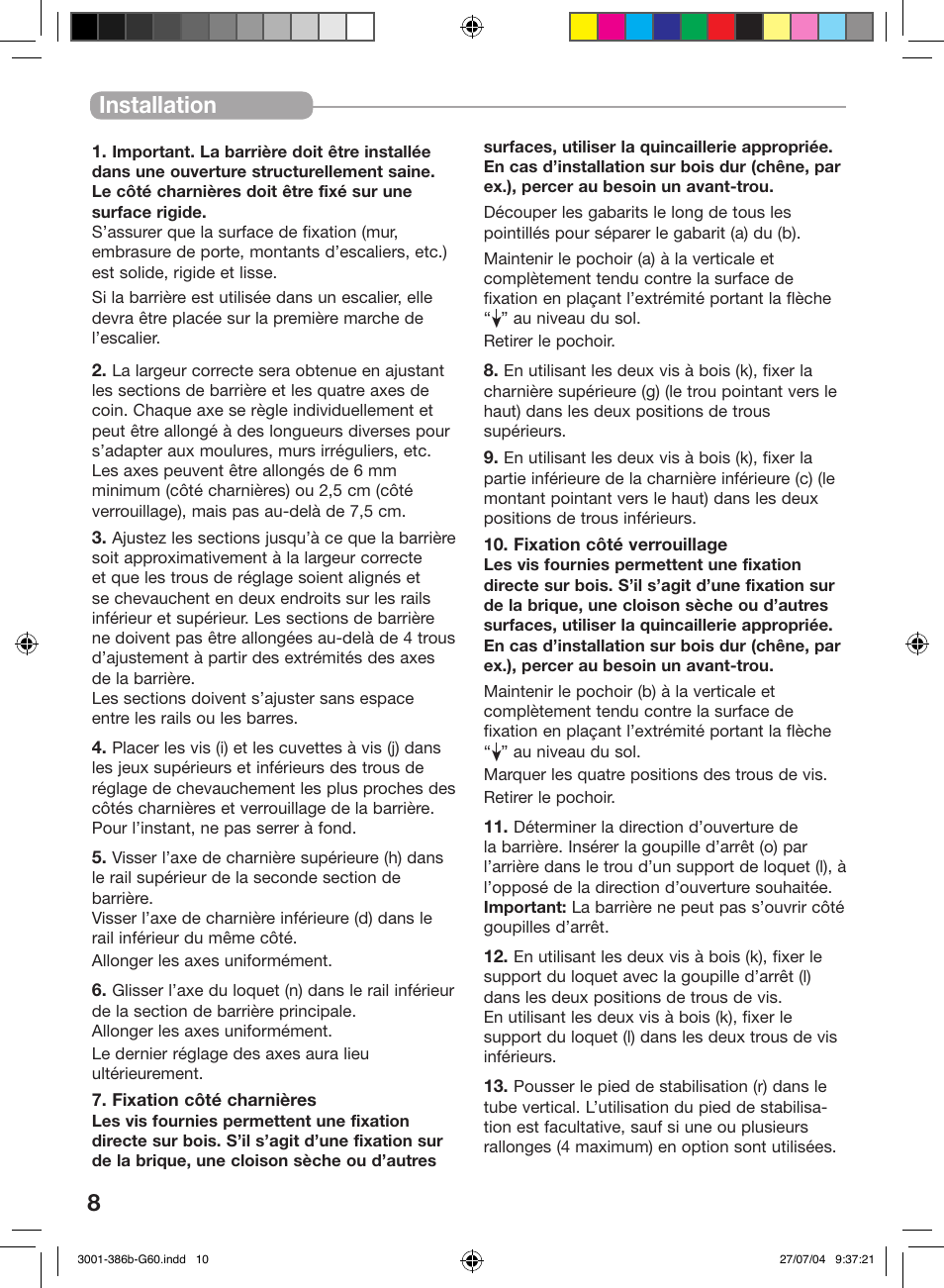 Installation 8 installation | Kidco G60c User Manual | Page 8 / 18