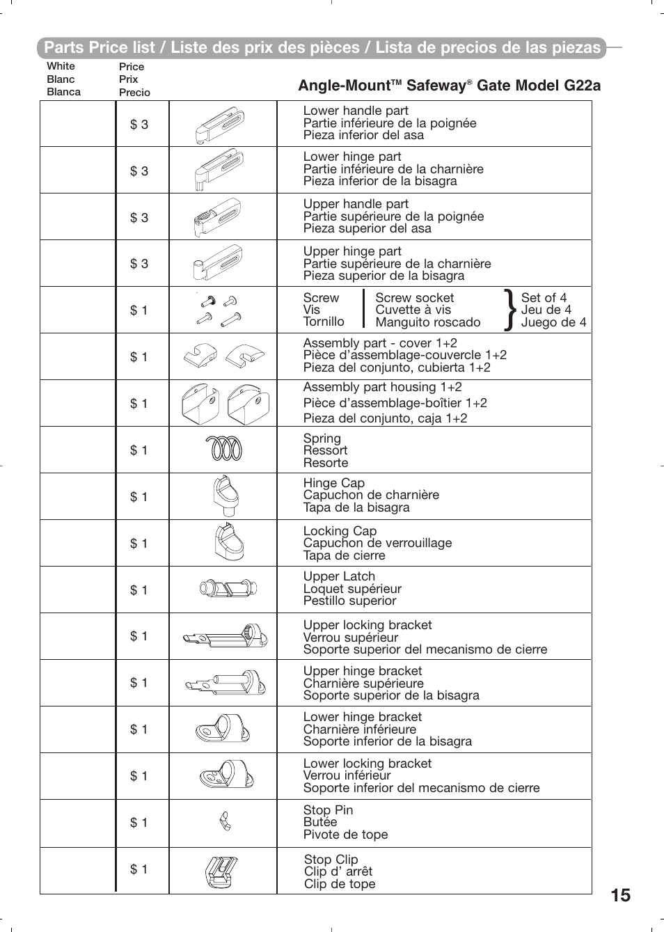 Kidco Angle Mount Safeway Gate G22a User Manual | Page 15 / 19