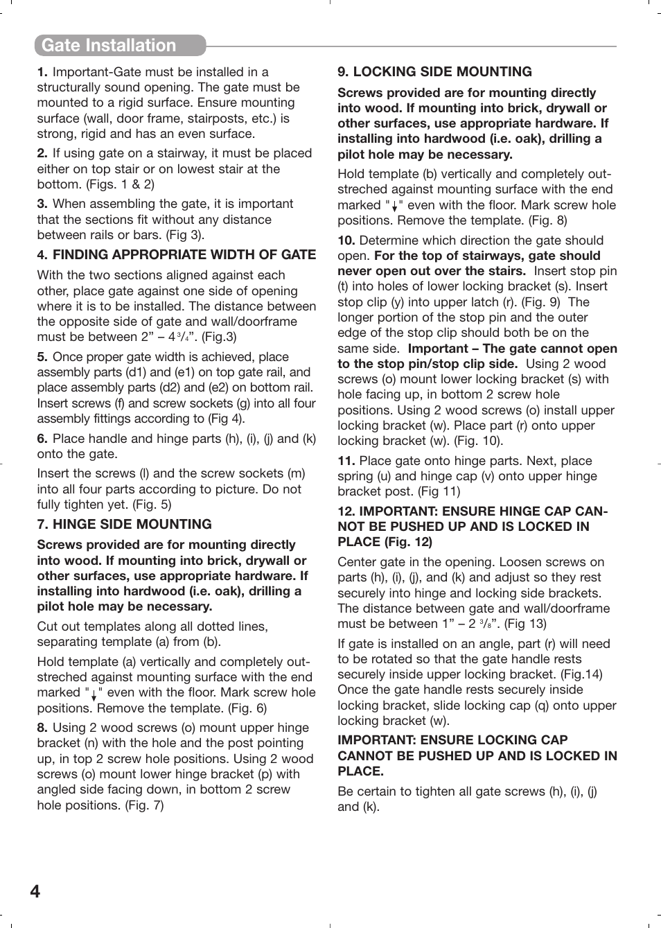 4gate installation | Kidco Angle Mount Safeway Gate G22a User Manual | Page 4 / 19