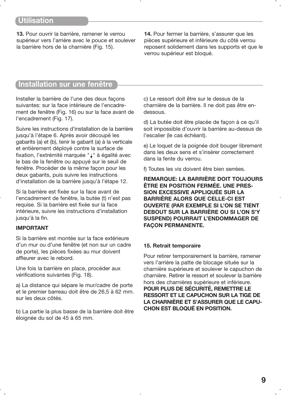 9utilisation, Installation sur une fenêtre | Kidco Angle Mount Safeway Gate G22a User Manual | Page 9 / 19