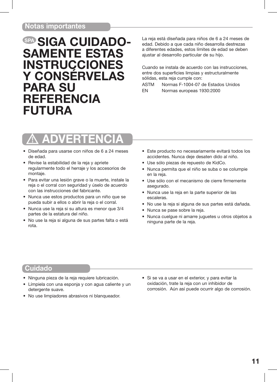 Kidco Extra Tall Center Gateway G16a User Manual | Page 11 / 22