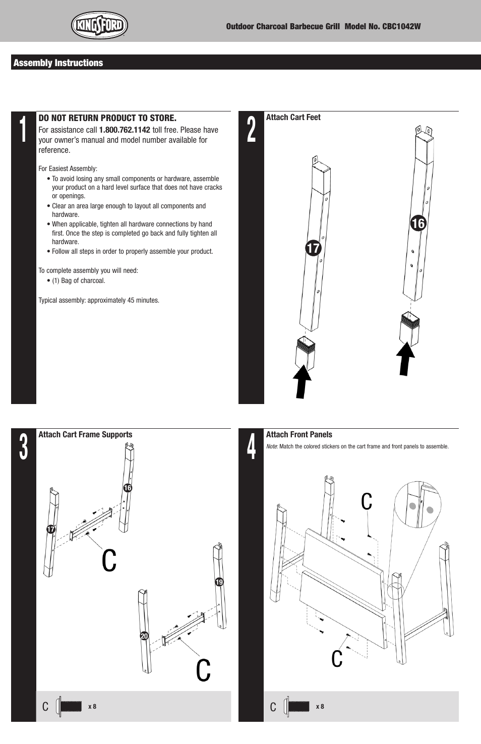 Kingsford CBC1042W User Manual | Page 4 / 20