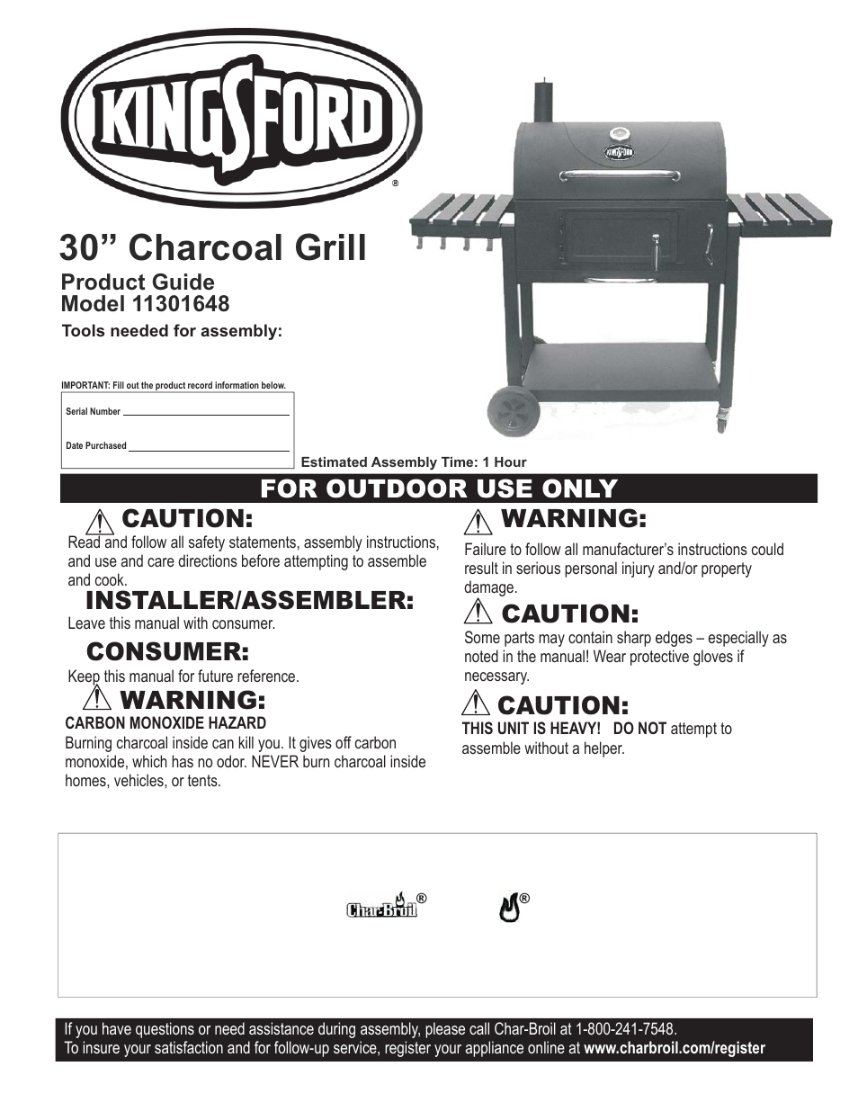 Kingsford 11301648 User Manual | 20 pages