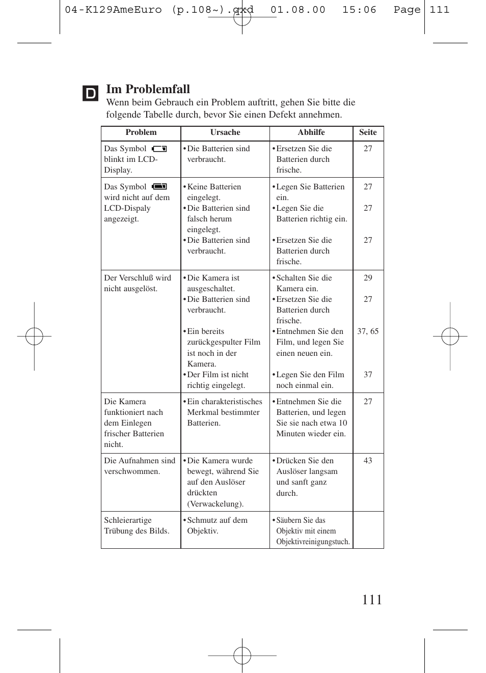 Im problemfall | Kiev Camera CT1-7462-000 User Manual | Page 111 / 119