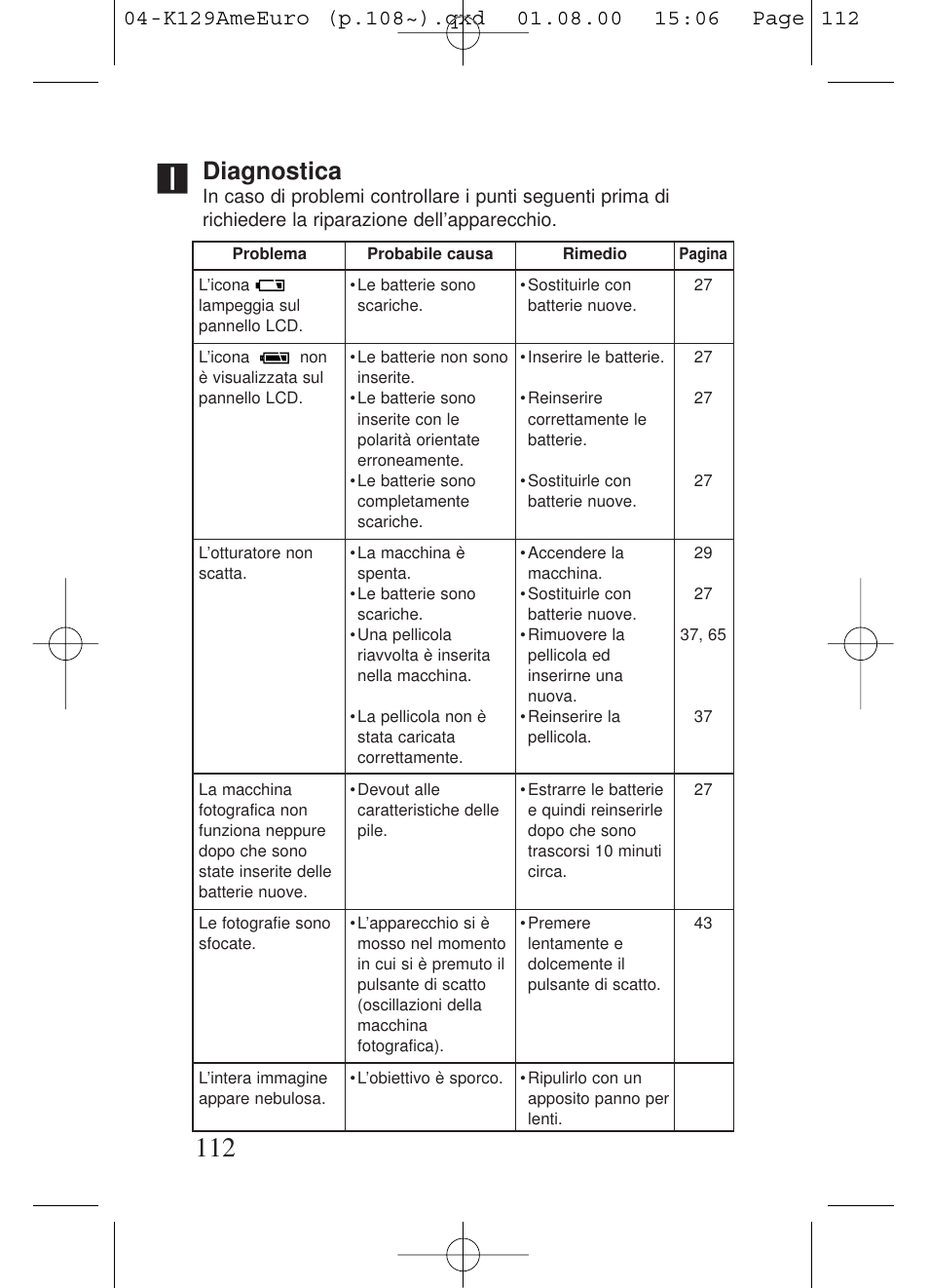 Diagnostica | Kiev Camera CT1-7462-000 User Manual | Page 112 / 119